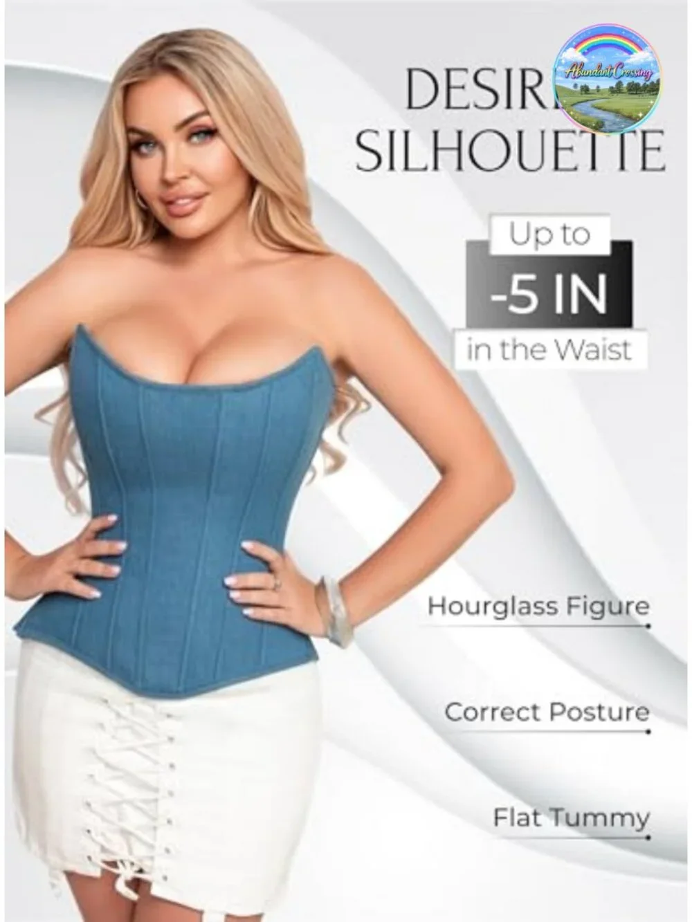 Satin Overbust Corset Top Lace Up 15 Steel Boned Shapewear